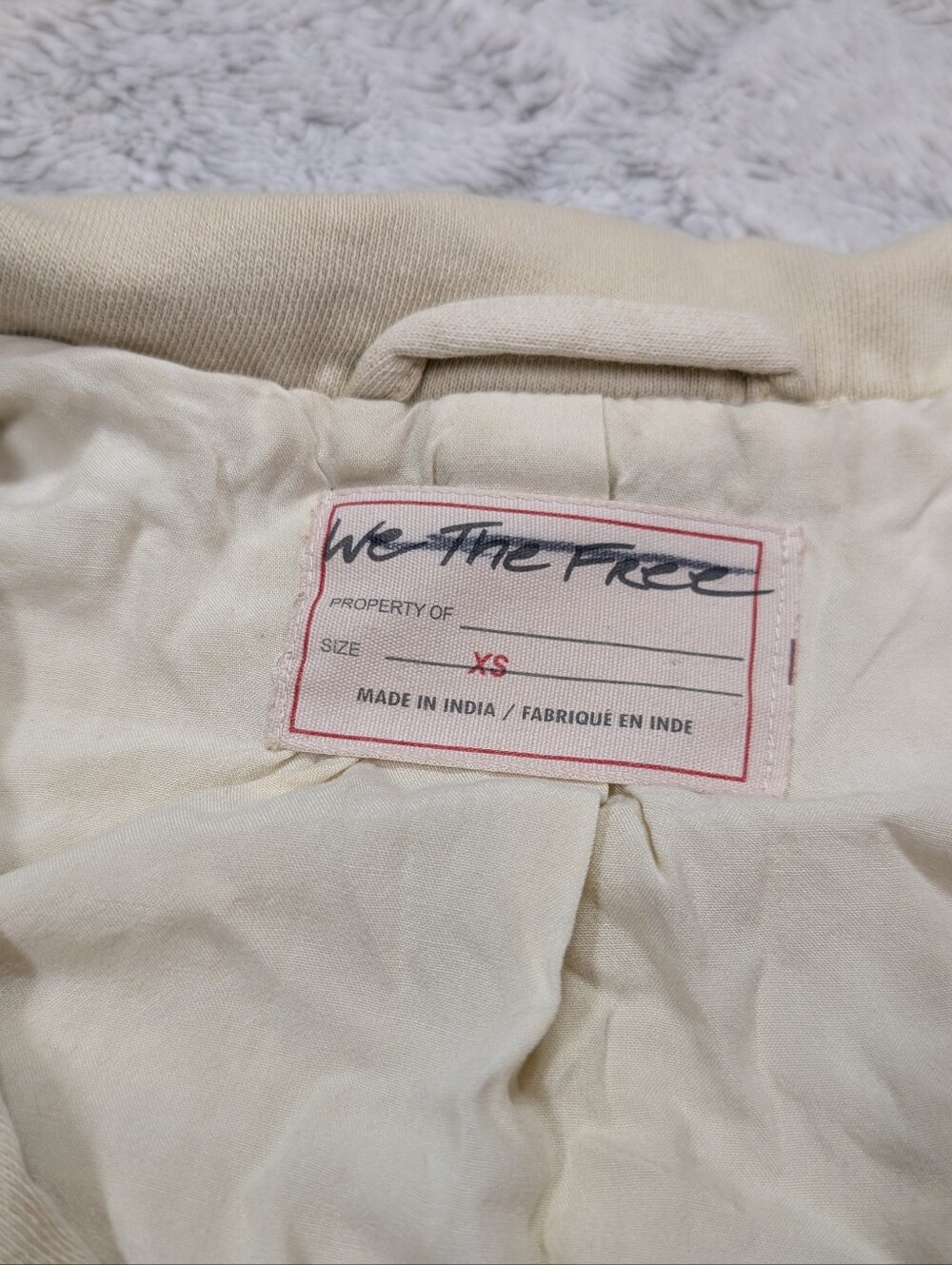 Free People Jacket Womens XS White Vanilla Cream Rebel Knit Moto Oversized - Picture 4 of 9